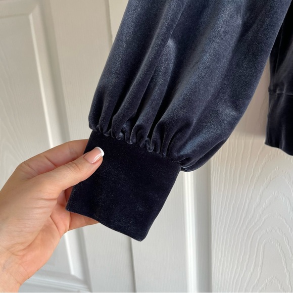 Madewell Velvet Balloon-Sleeve Sweatshirt Deep Blue Stretch Soft Boho Preppy S - Picture 3 of 8
